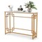 Modern Console Table with Geometric Frame and Faux Marble Tabletop-White